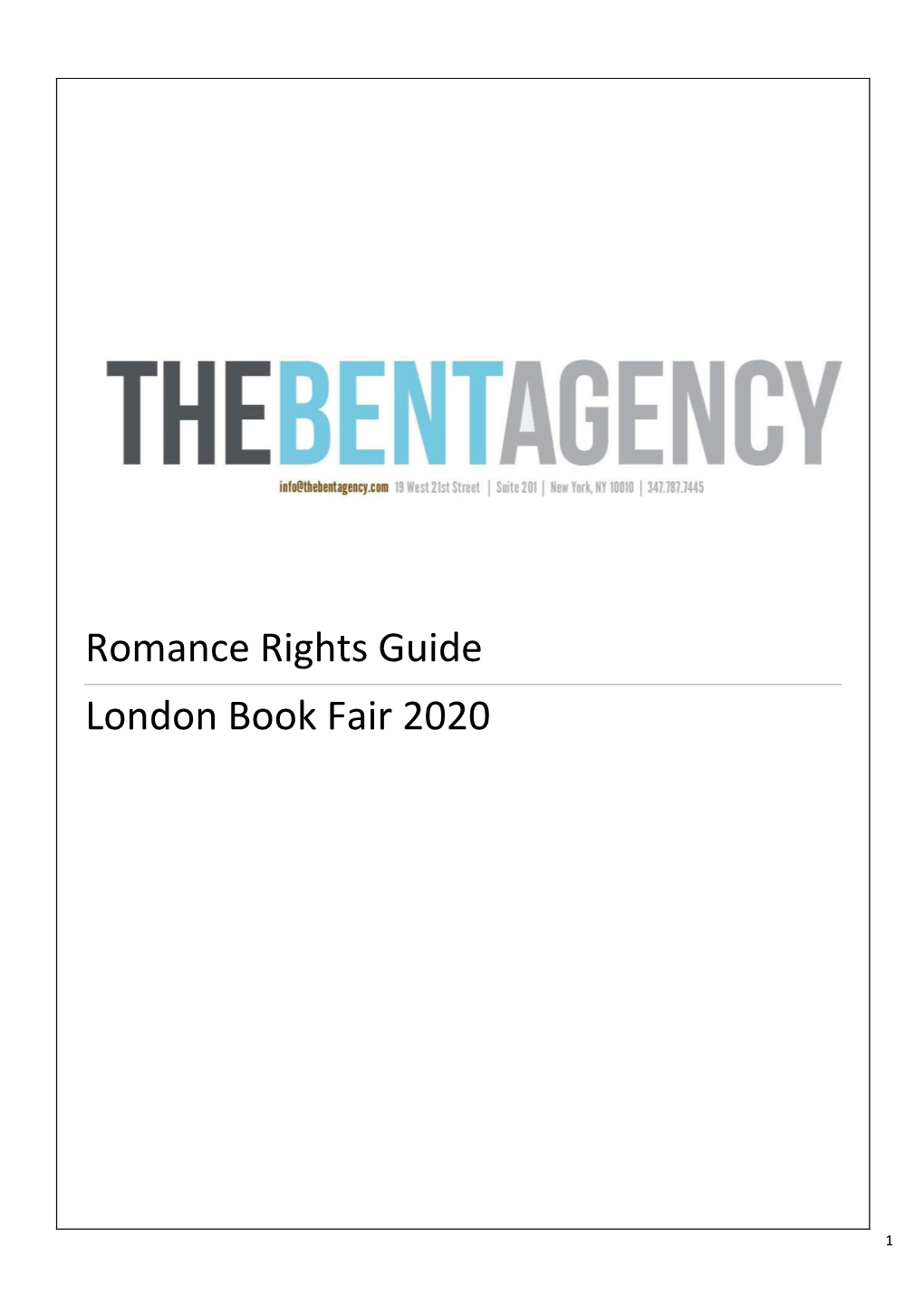 Romance Rights Guide London Book Fair 2020