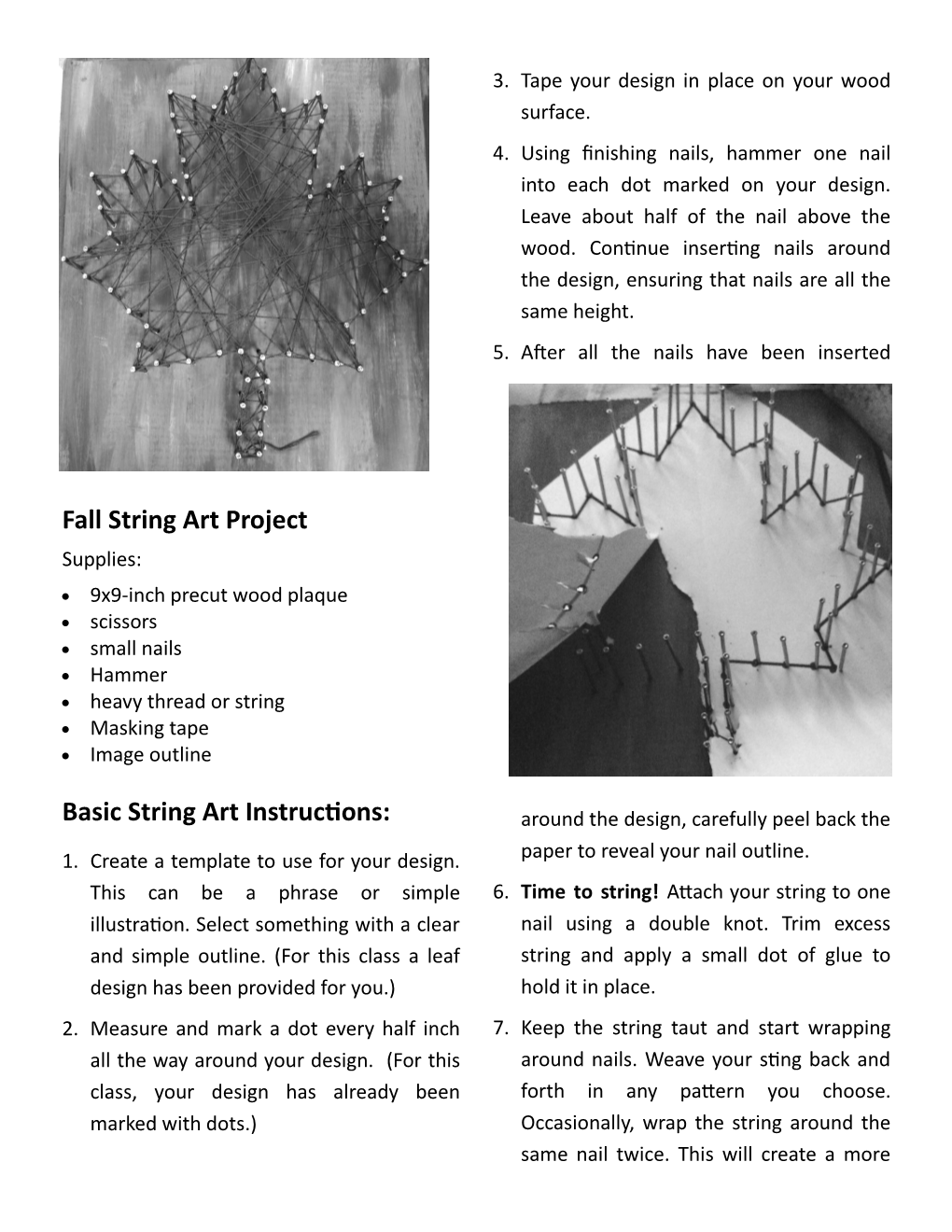 Fall String Art Project Basic String Art Instructions