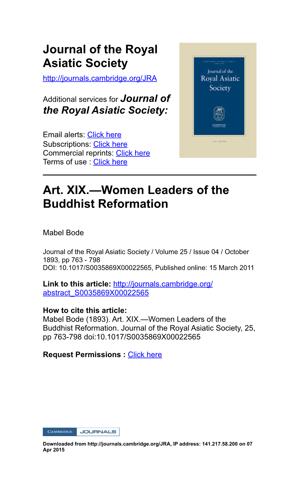 Art. XIX.—Women Leaders of the Buddhist Reformation