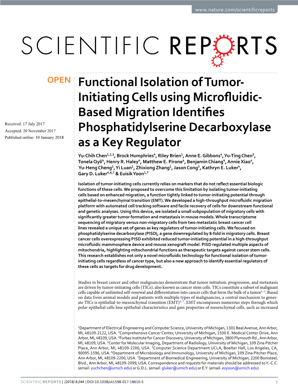 Initiating Cells Using Microfluidic- Based Migration Identifies