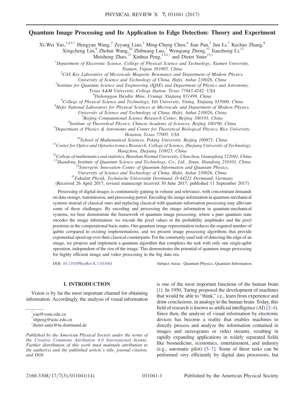 Quantum Image Processing and Its Application to Edge Detection: Theory and Experiment