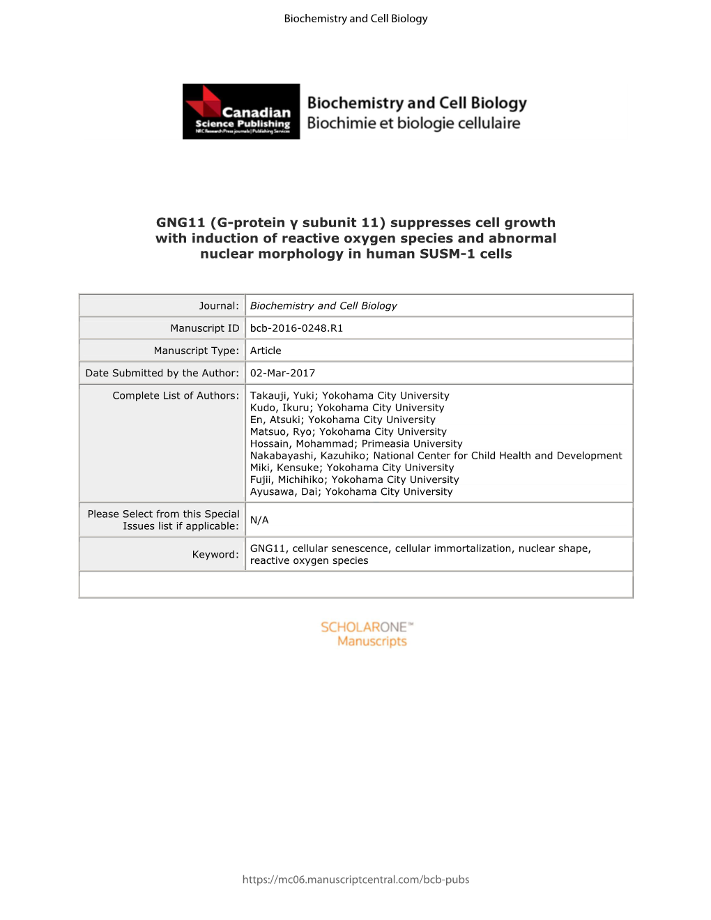 GNG11 (G-Protein Γ Subunit 11) Suppresses Cell Growth with Induction of Reactive