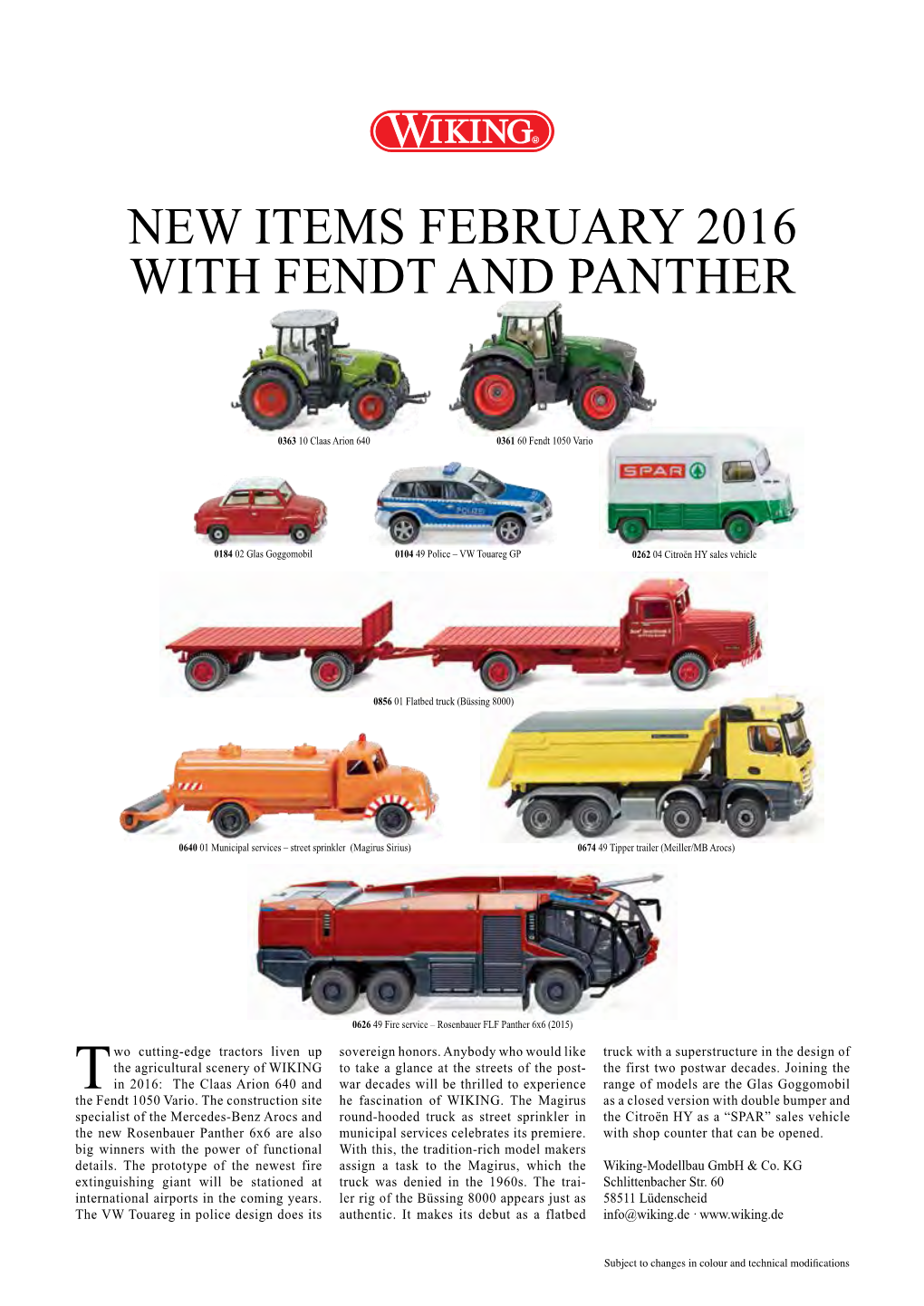 New Items February 2016 with Fendt and Panther