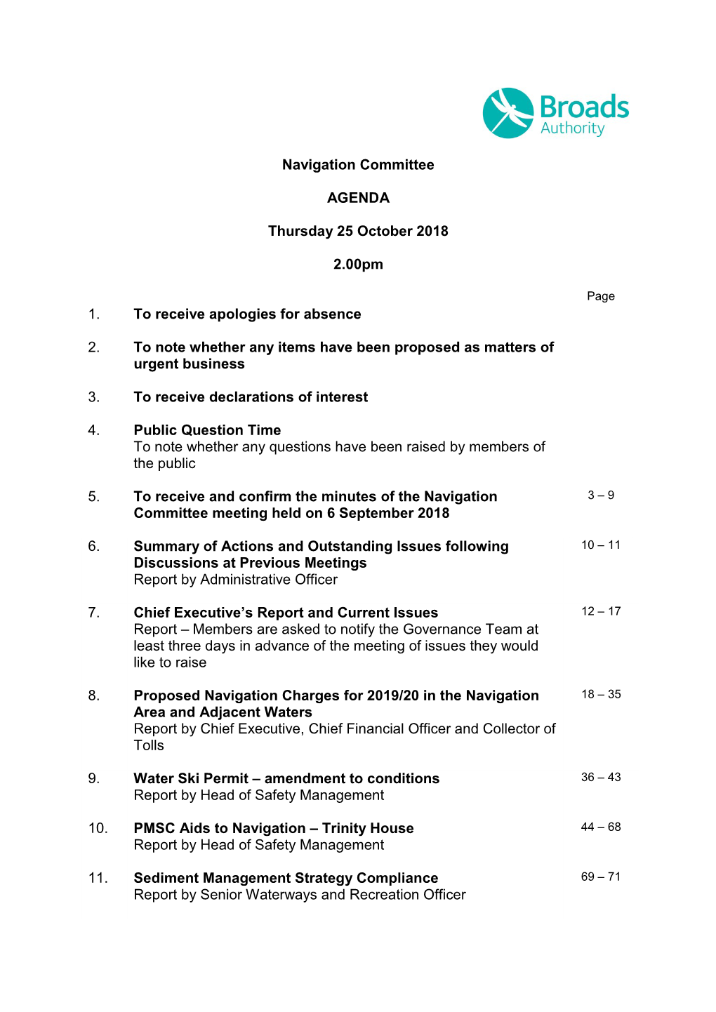 Navigation Committee Agenda and Reports in FULL