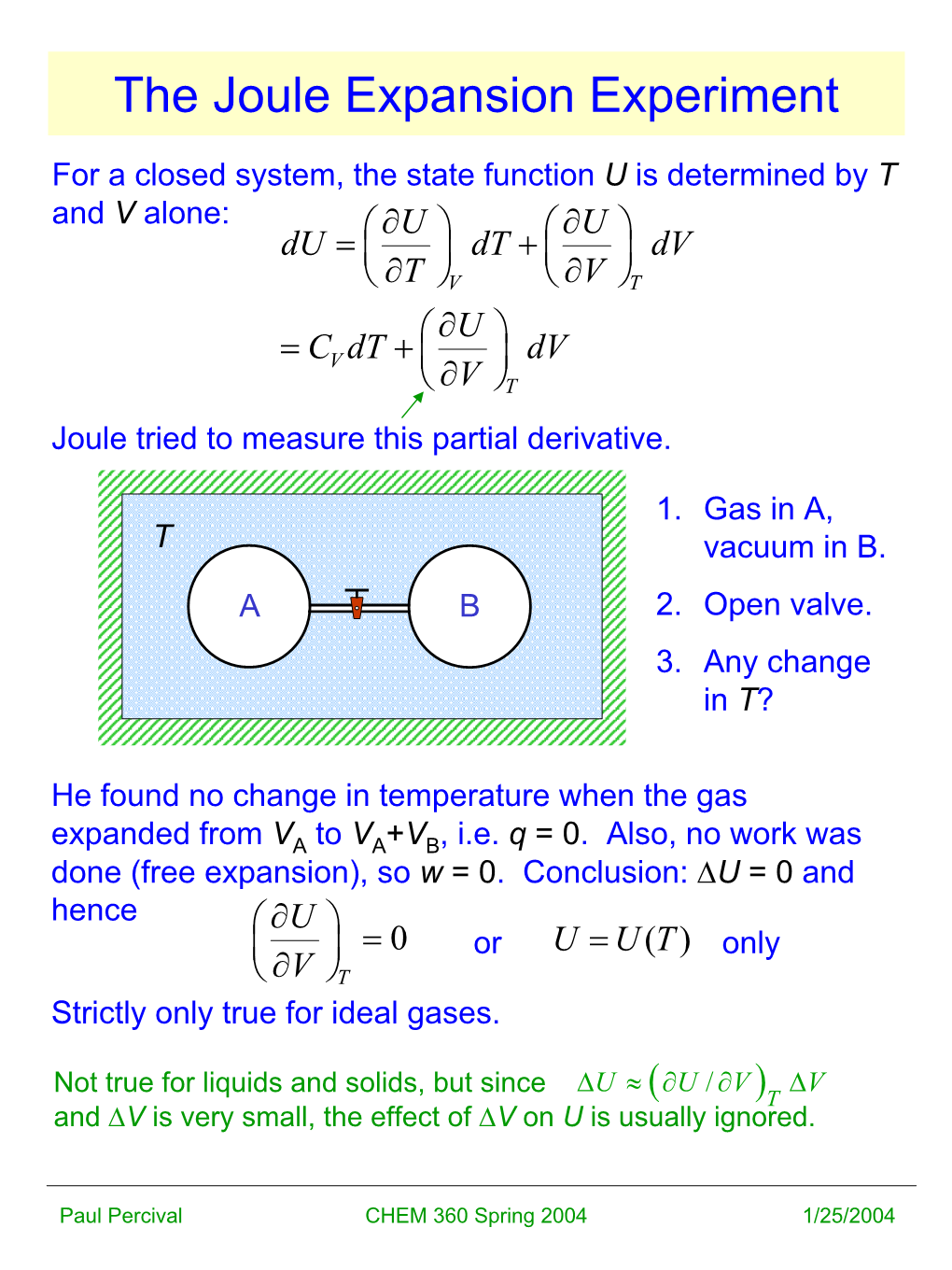 The Joule Expansion Experiment