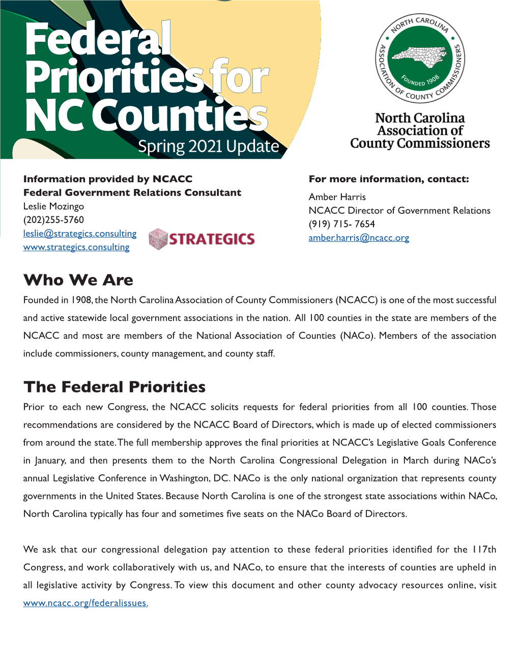 Federal Priorities for NC Counties Spring 2021 Update