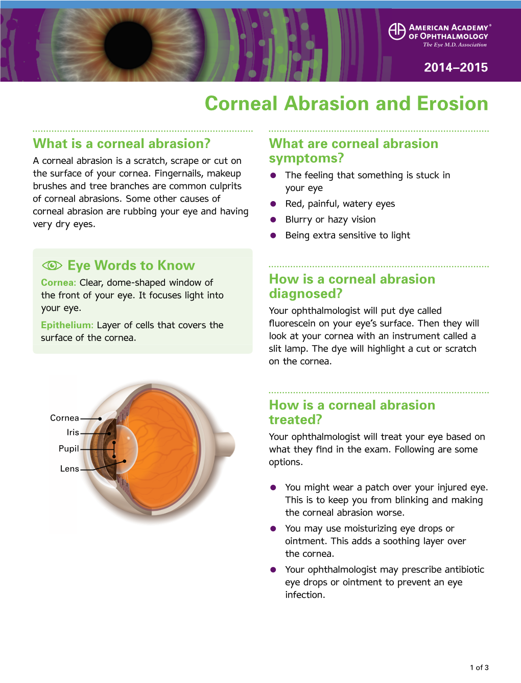 Corneal Abrasion and Erosion