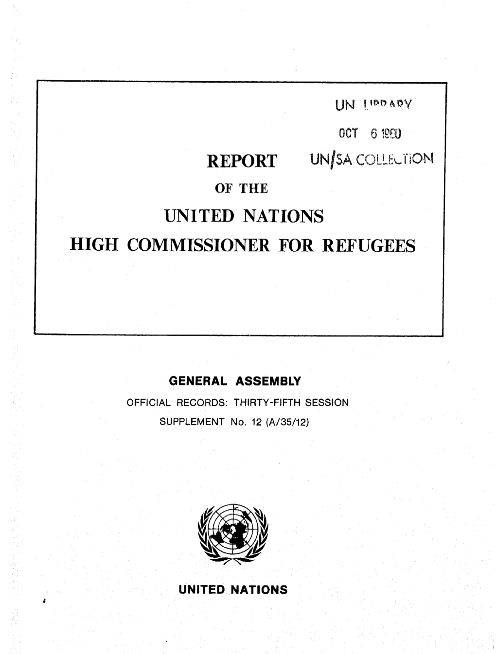 Report United Nations High Commissioner for Refugees