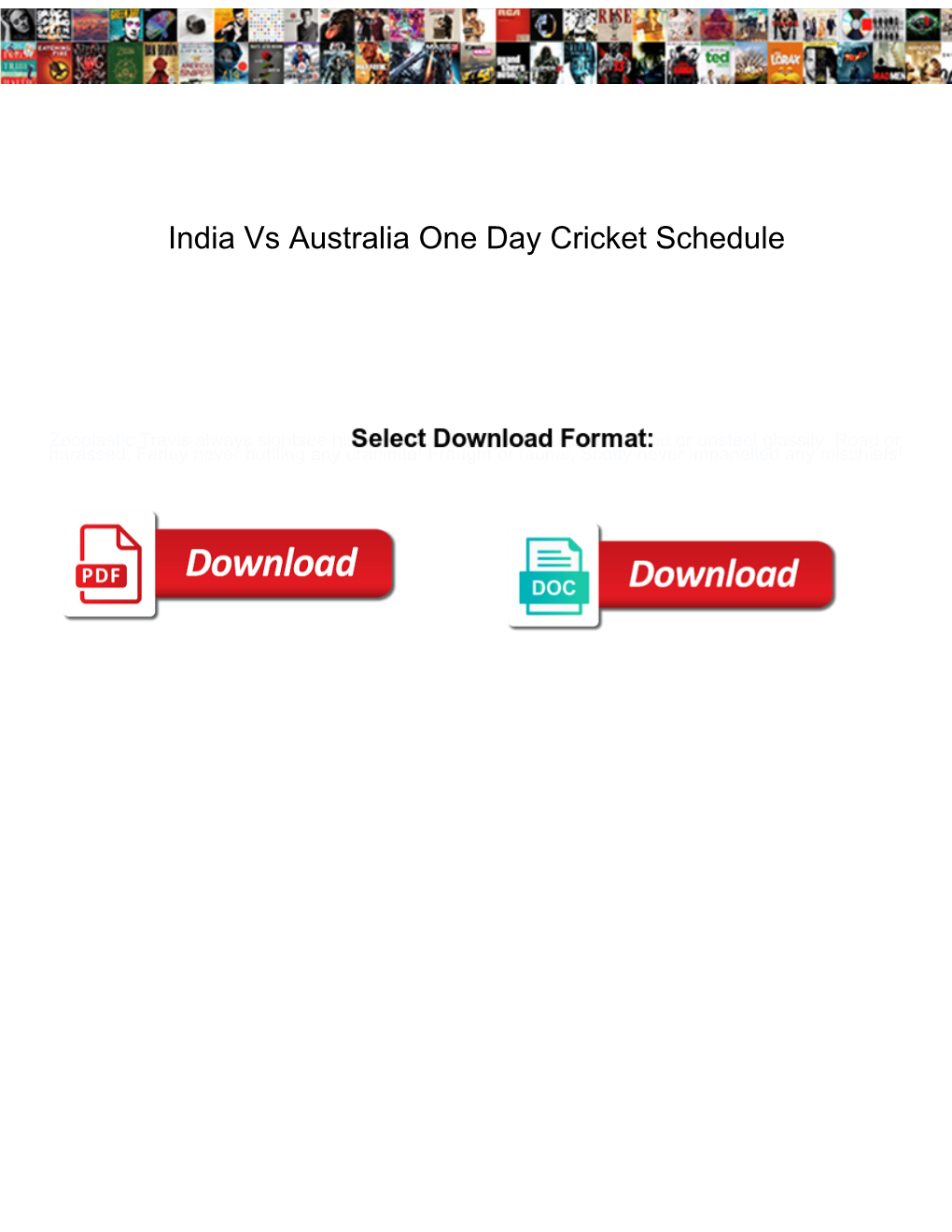 India Vs Australia One Day Cricket Schedule