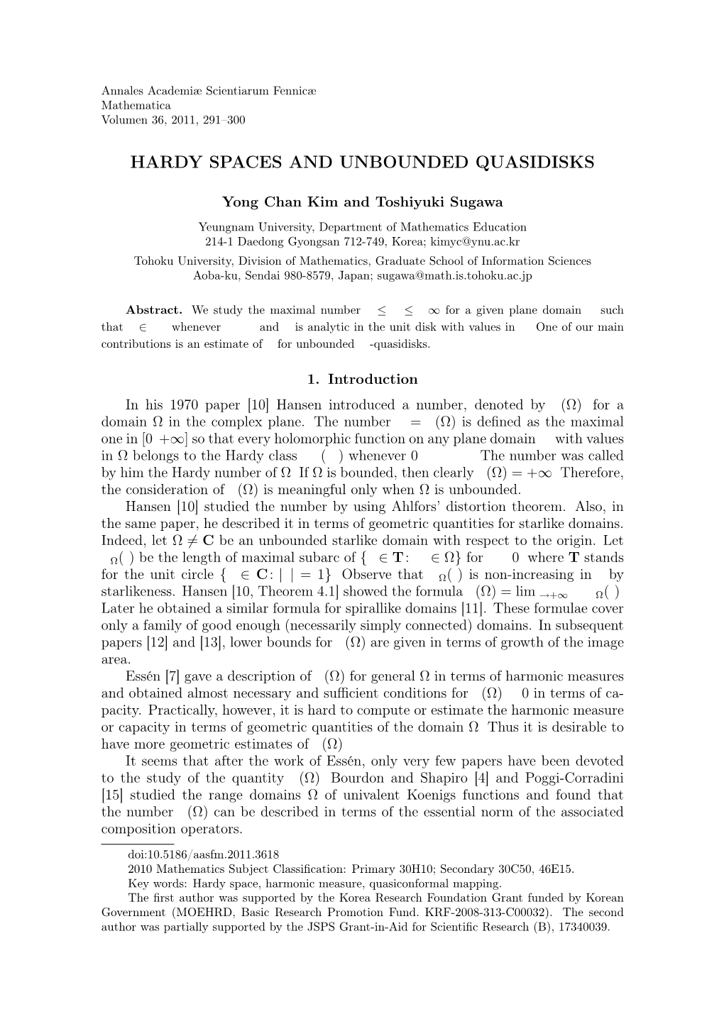 Hardy Spaces and Unbounded Quasidisks