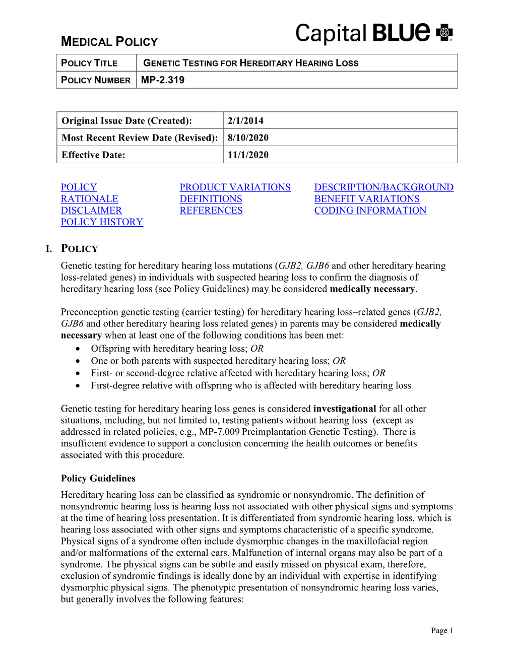 Genetic Testing for Hereditary Hearing Loss