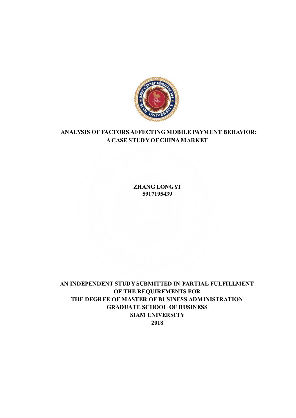 Analysis of Factors Affecting Mobile Paym Ent