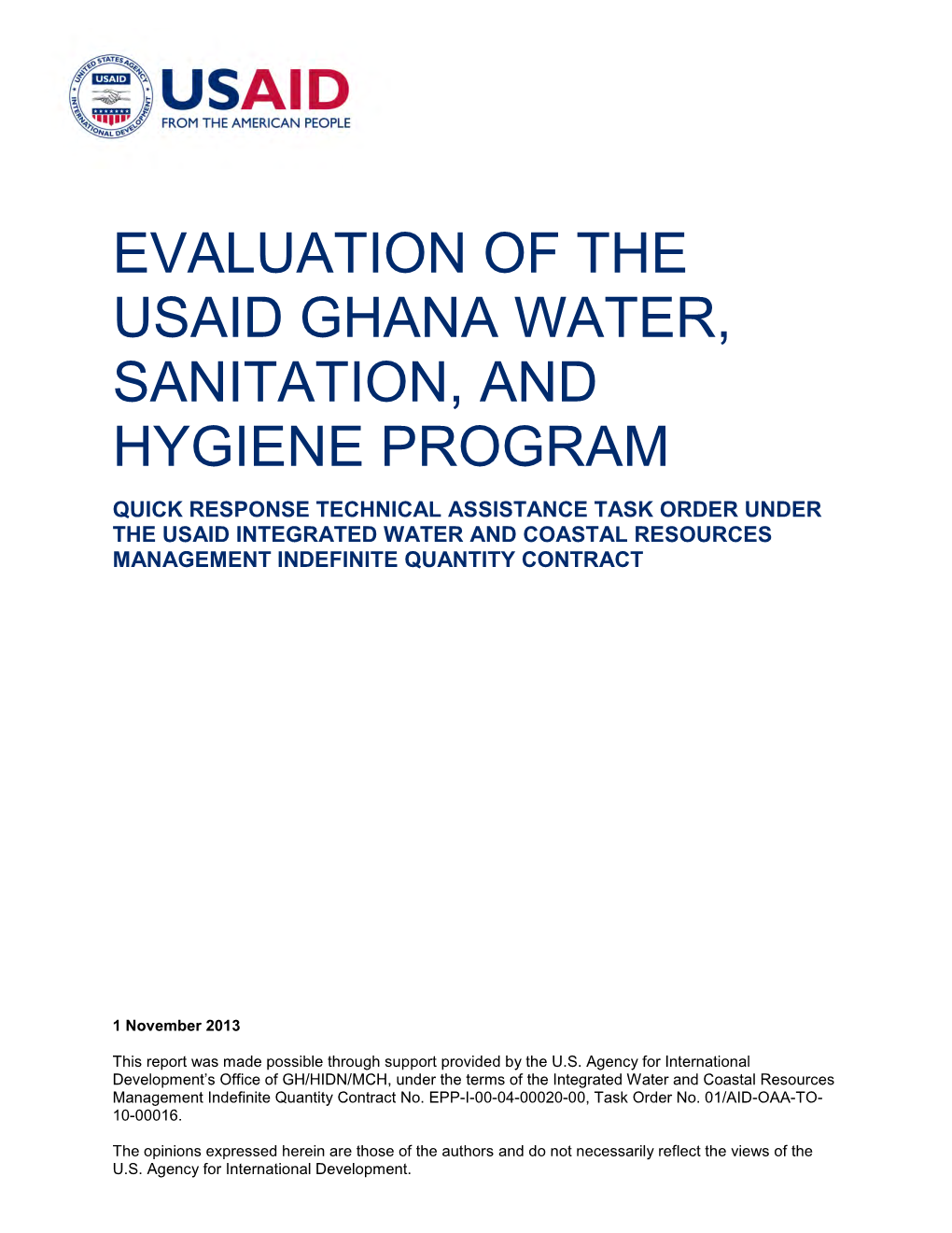 Evaluation of the Usaid Ghana Water, Sanitation, and Hygiene Program