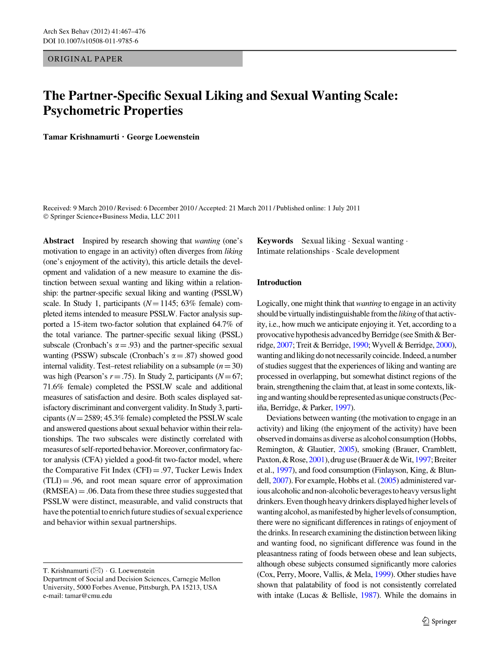 The Partner-Specific Sexual Liking and Sexual Wanting Scale