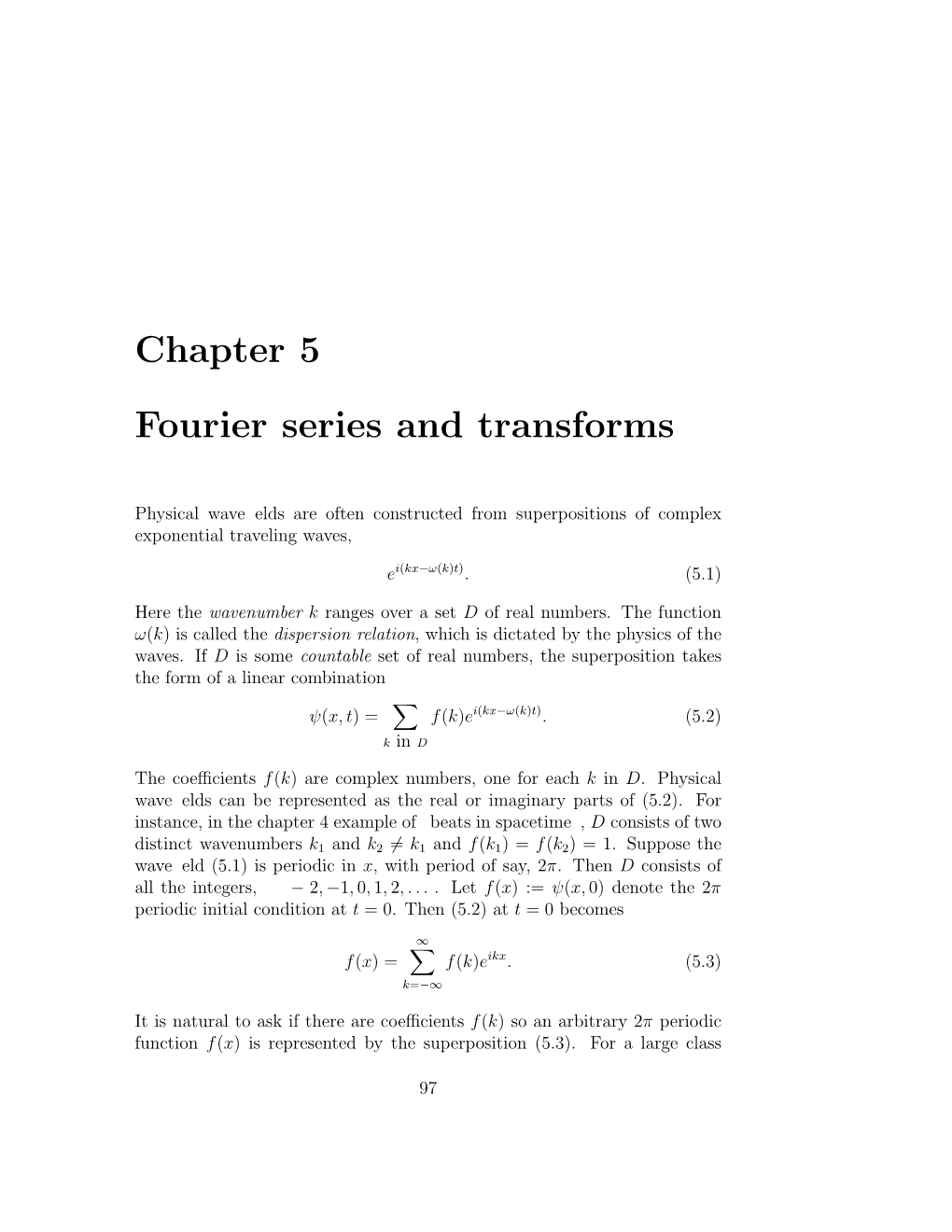 Chapter 5 Fourier Series and Transforms