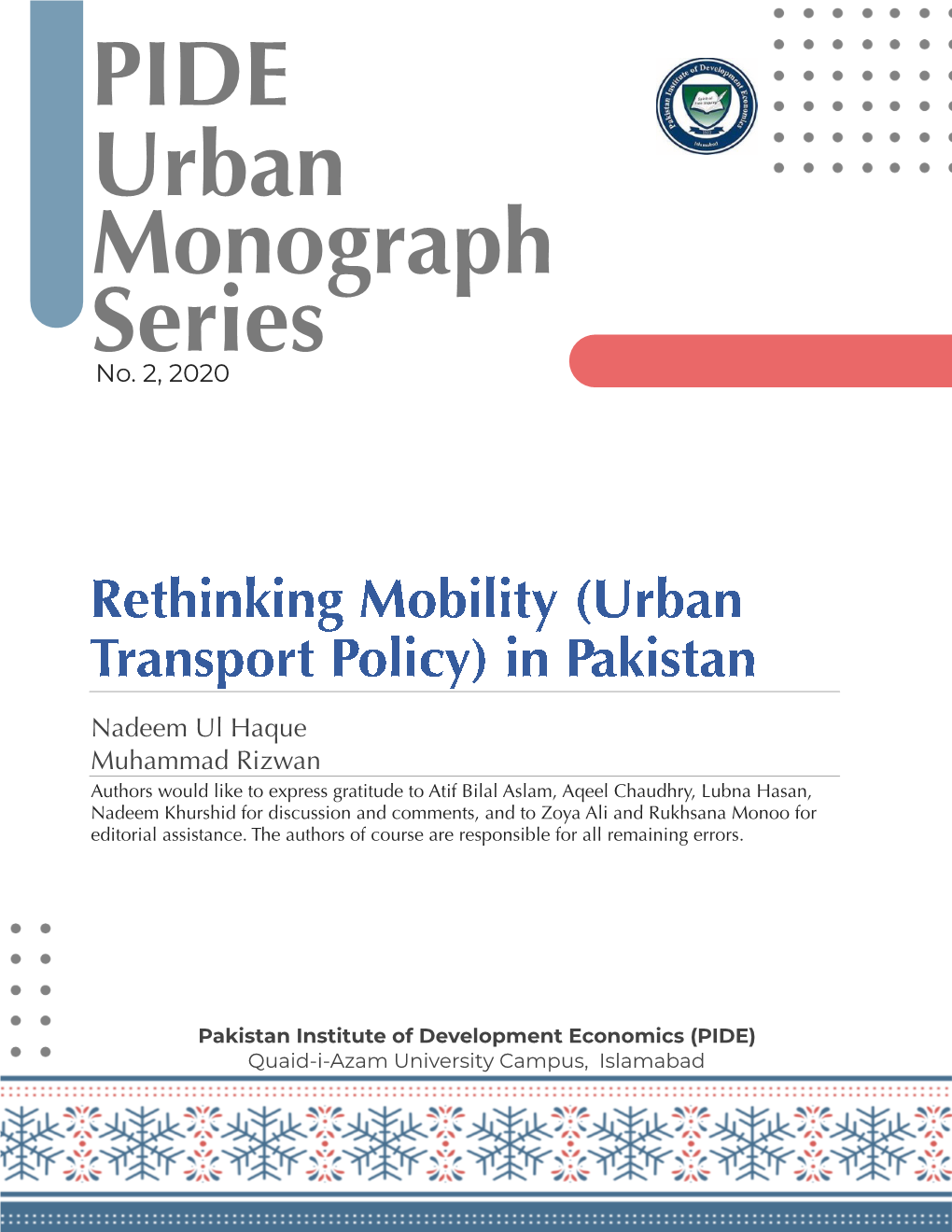 Urban Transport Policy) in Pakistan