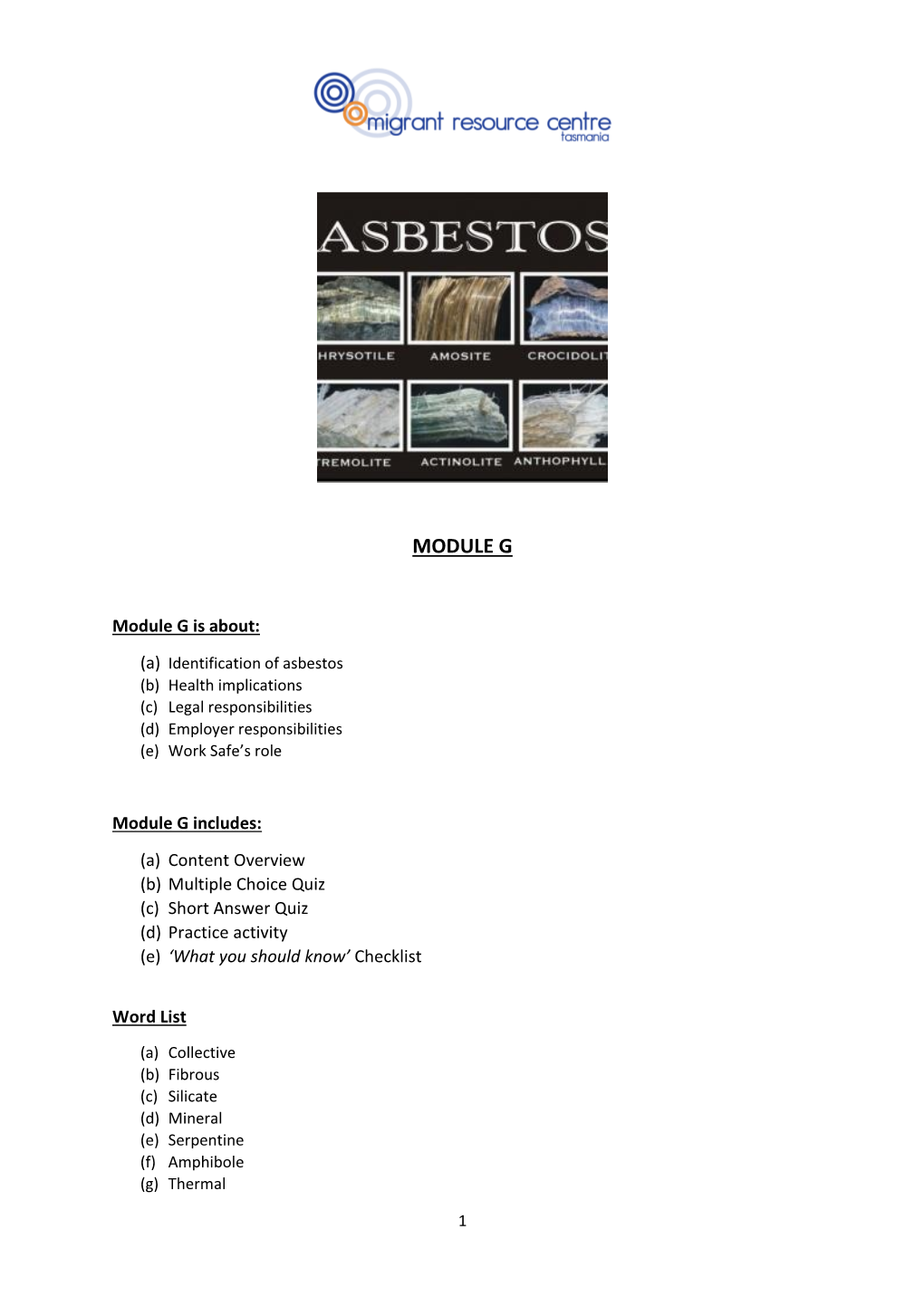 Module G – Asbestos