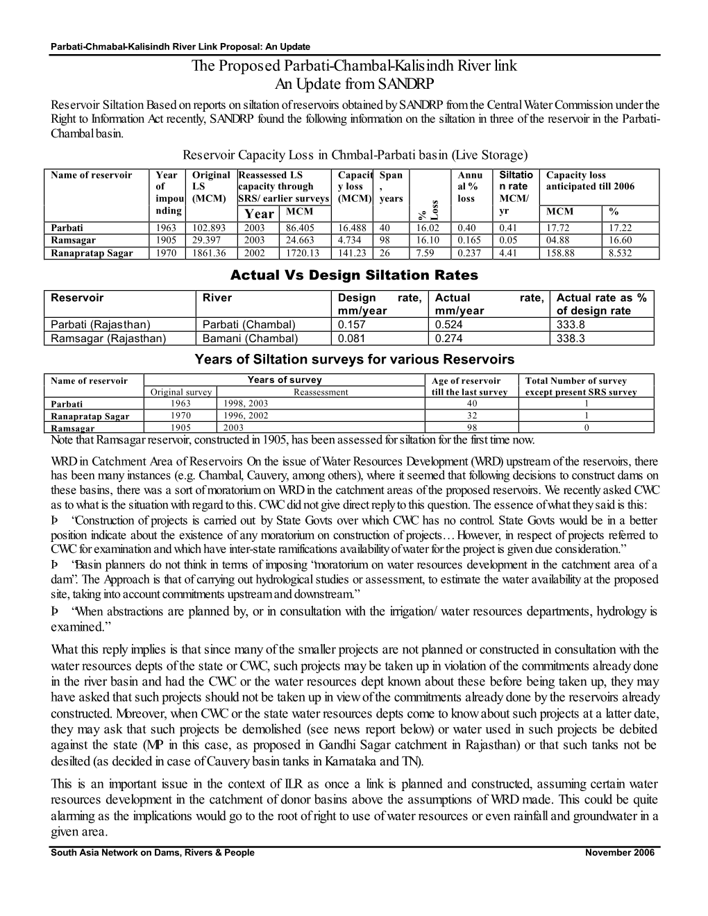 Parbati-Kalisindh-Chambal Riverlink Update