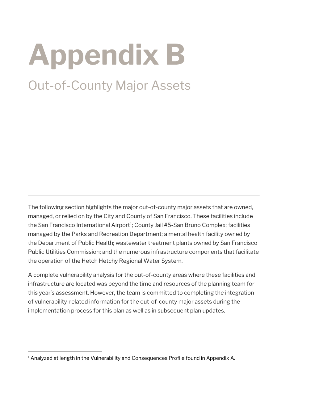 Appendix B Out-Of-County Major Assets