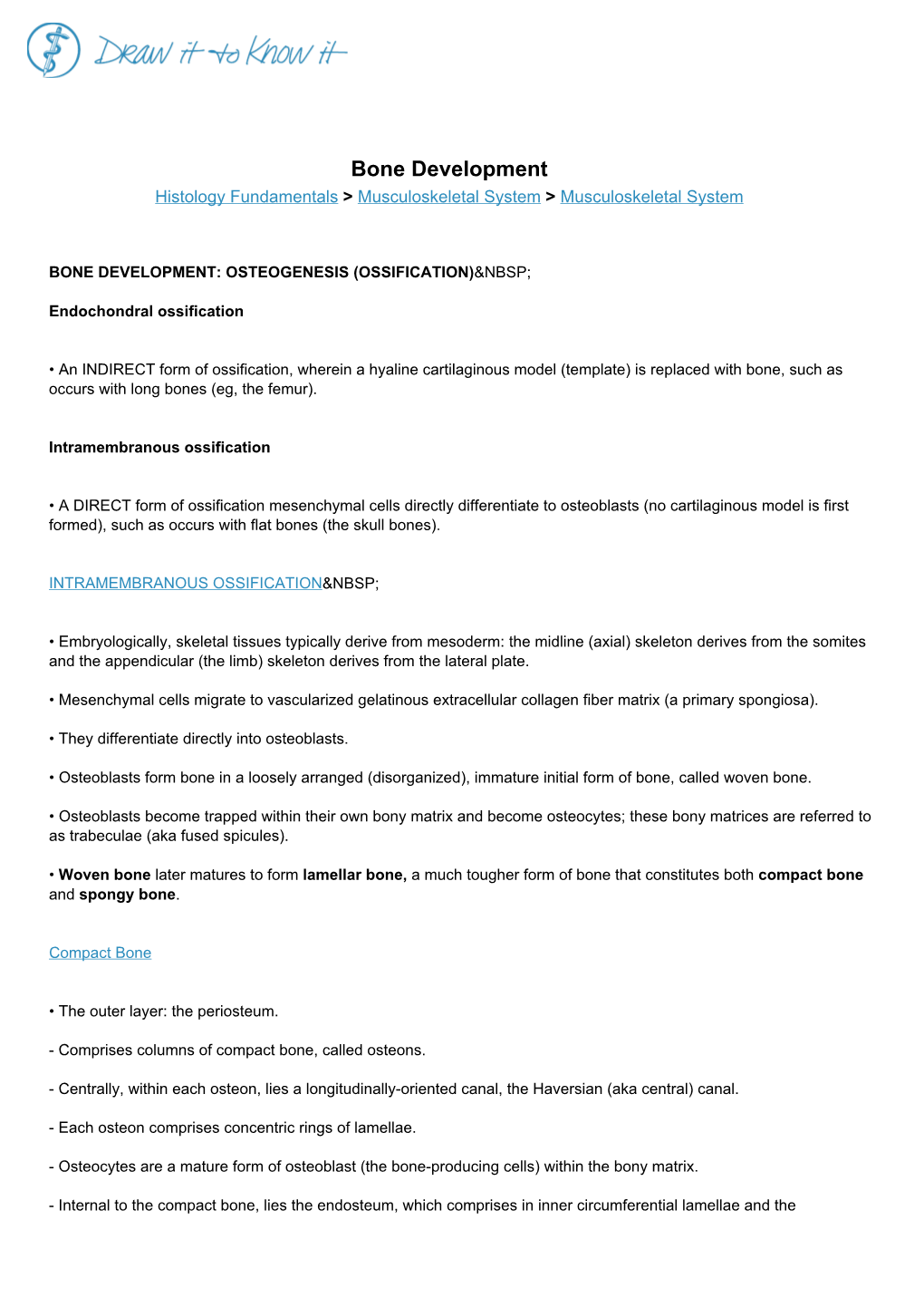 Bone Development Histology Fundamentals > Musculoskeletal System > Musculoskeletal System