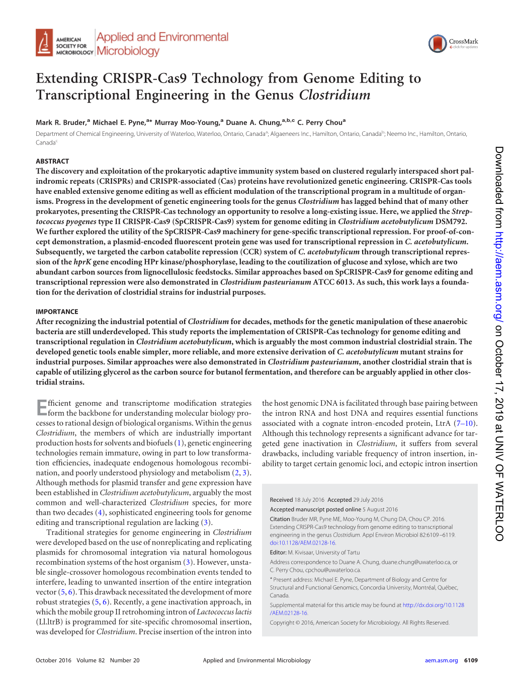 Extending CRISPR-Cas9 Technology from Genome Editing to Transcriptional Engineering in the Genus Clostridium