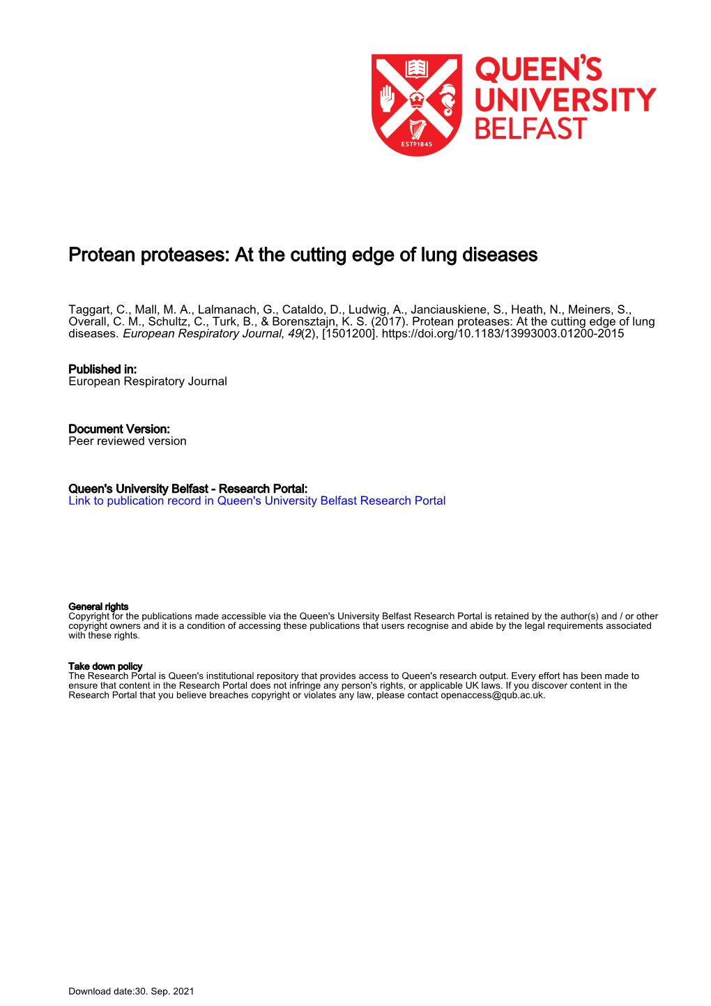 Protean Proteases: at the Cutting Edge of Lung Diseases