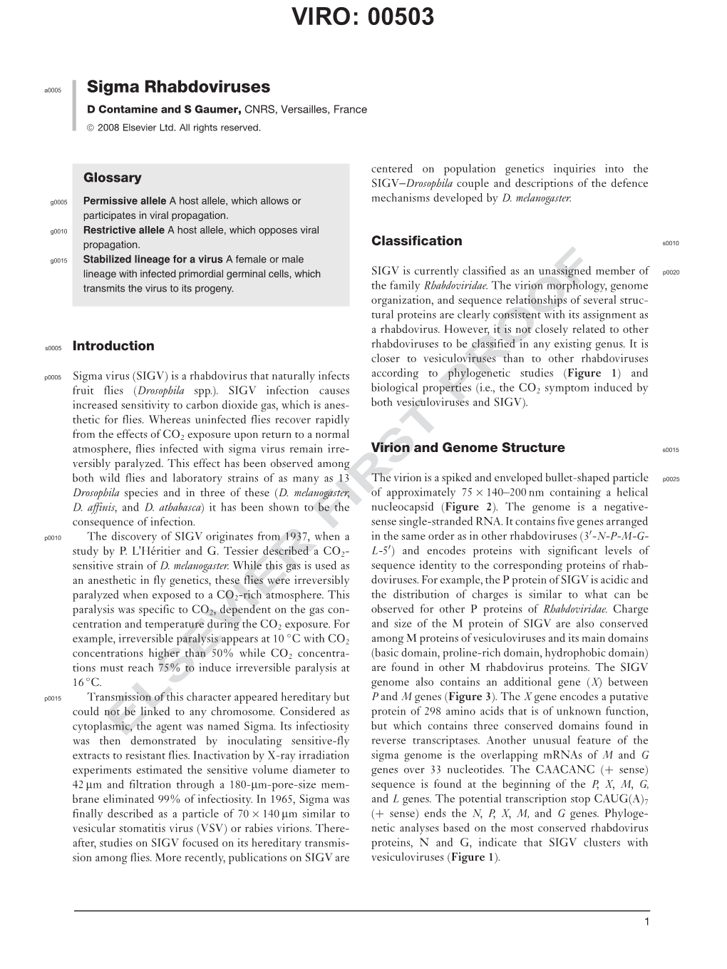 Sigma Rhabdoviruses D Contamine and S Gaumer, CNRS, Versailles, France Ã 2008 Elsevier Ltd