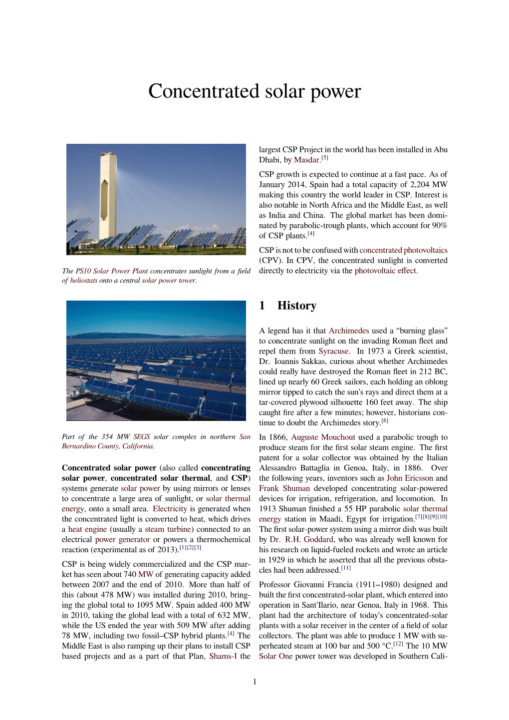 Concentrated Solar Power