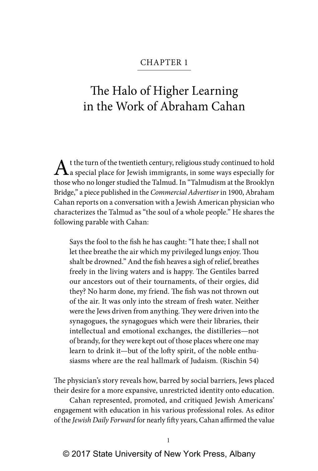 The Halo of Higher Learning in the Work of Abraham Cahan