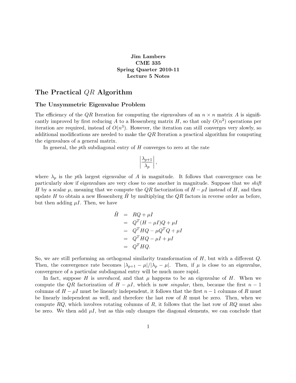 The Practical QR Algorithm