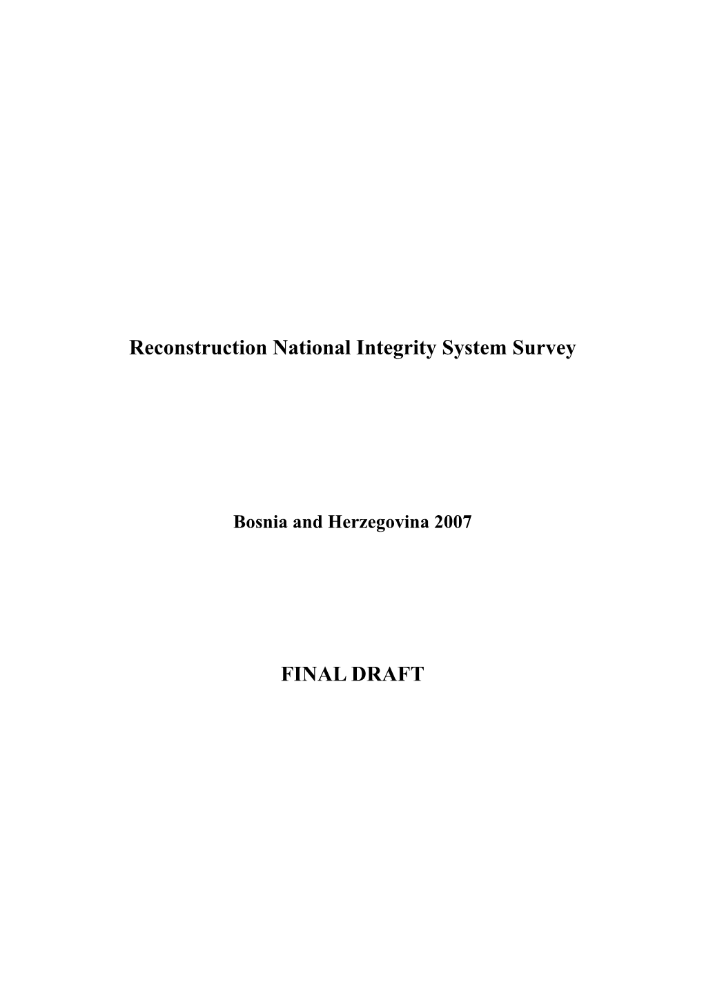 Reconstruction National Integrity System Survey FINAL DRAFT
