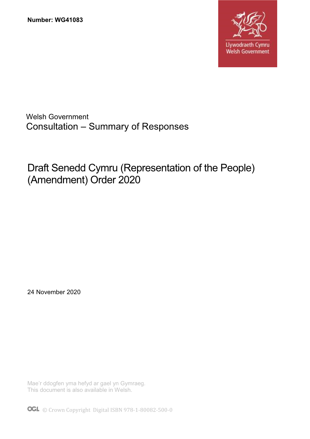 Draft Senedd Cymru (Representation of the People) (Amendment) Order 2020