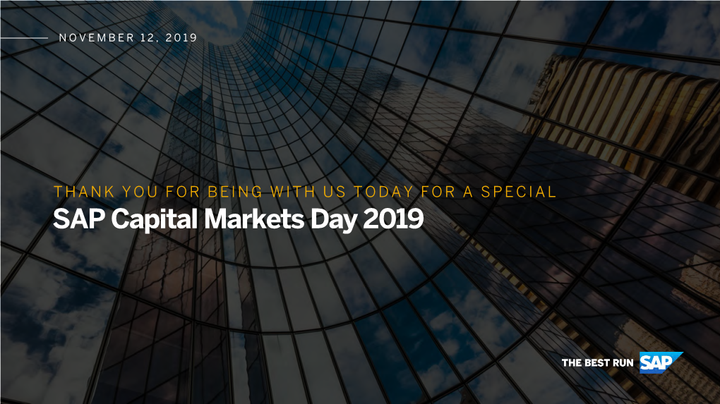 SAP Capital Markets Day, November 2019, Presentation