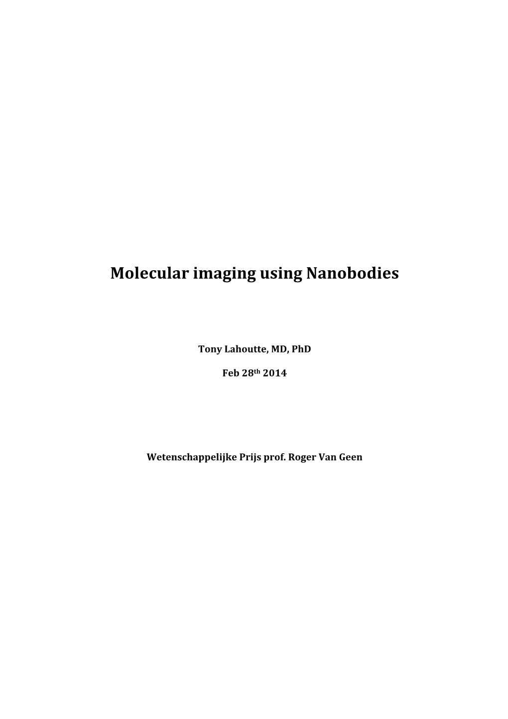 Molecular Imaging Using Nanobodies