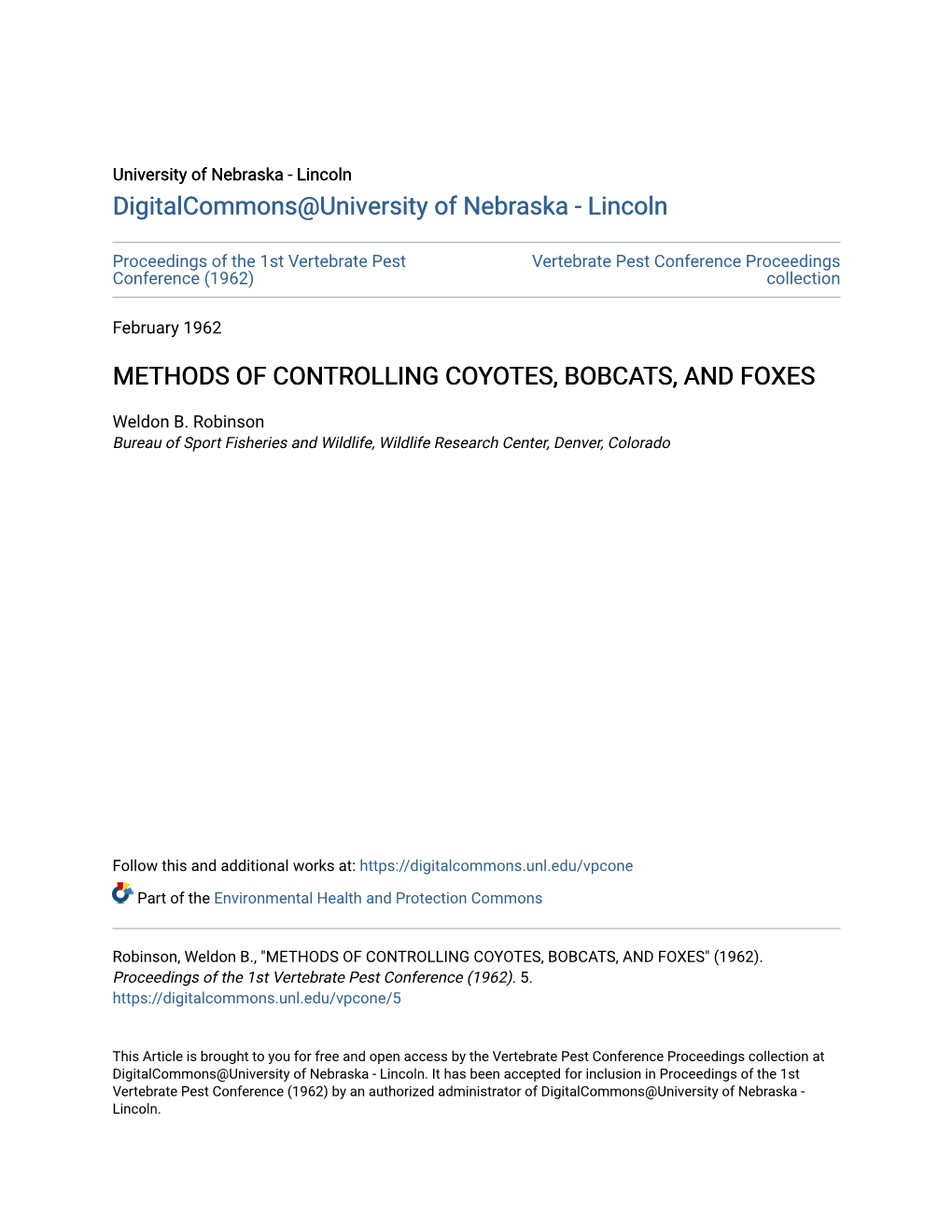 Methods of Controlling Coyotes, Bobcats, and Foxes