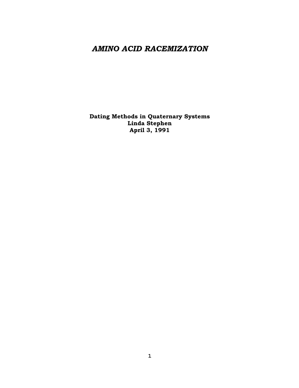 Amino Acid Racemization