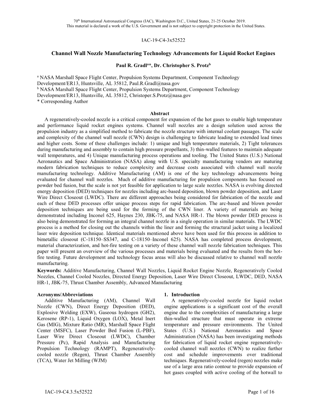 Channel Wall Nozzle Manufacturing Technology Advancements for Liquid Rocket Engines