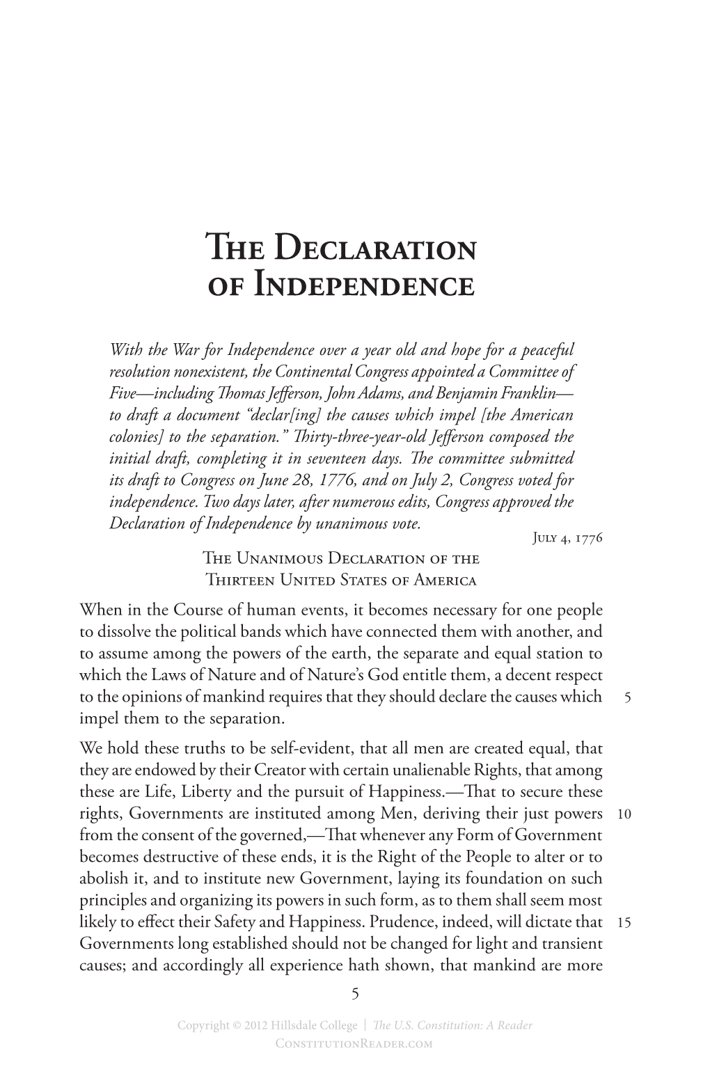 The Declaration of Independence 5