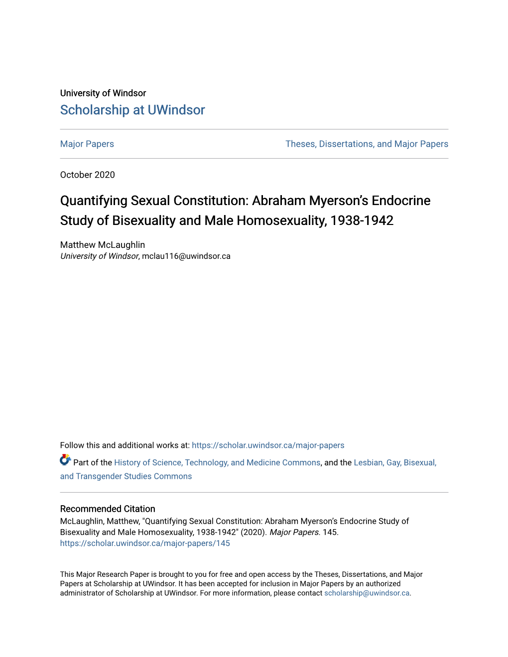 Abraham Myerson's Endocrine Study Of