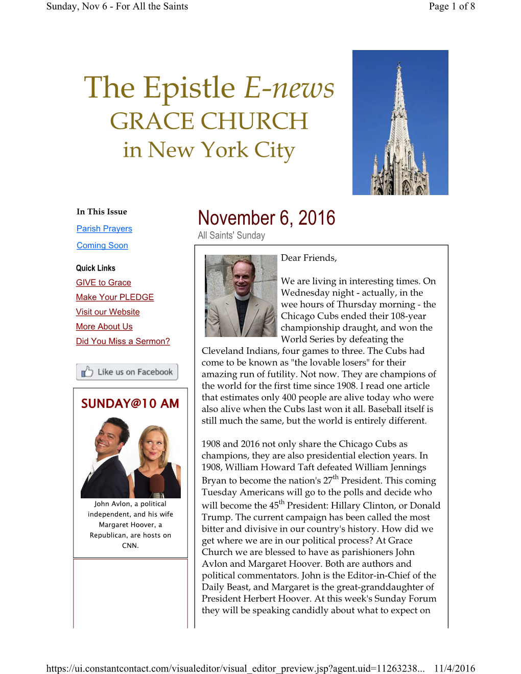 The Epistle E-News GRACE CHURCH in New York City