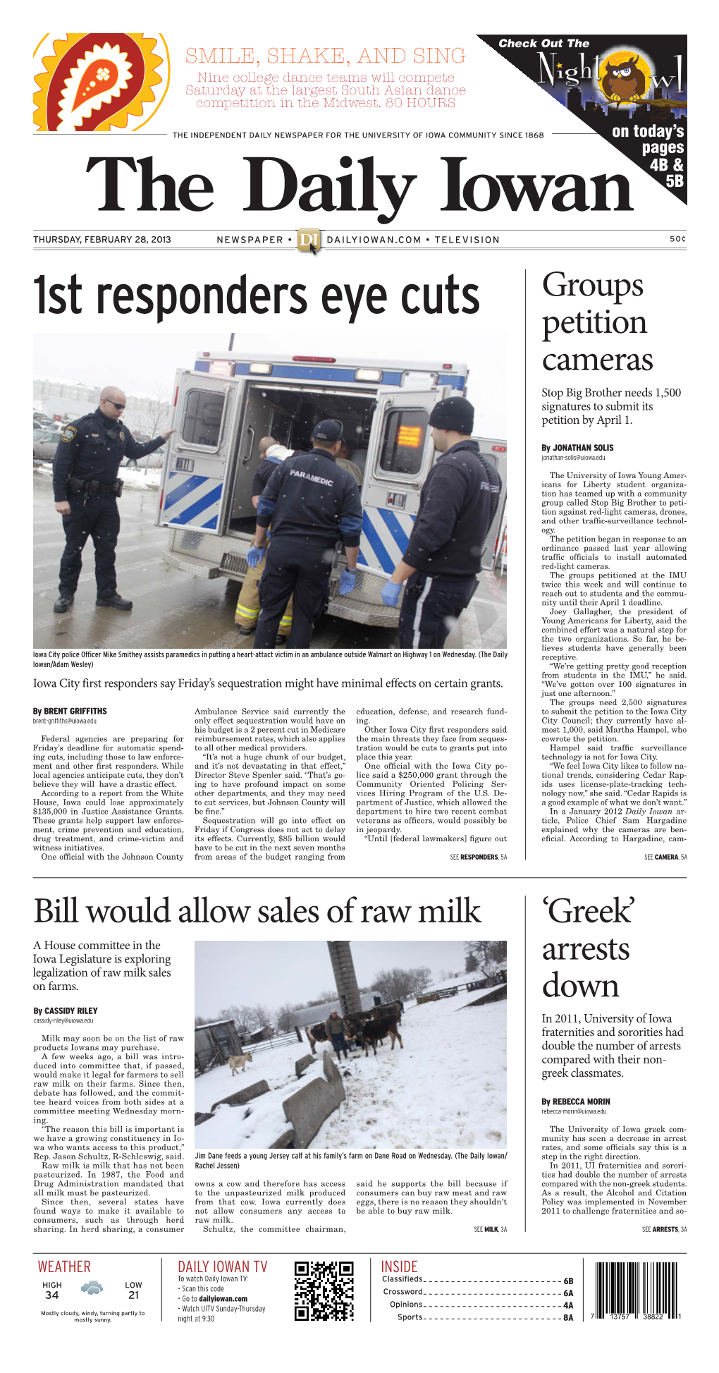 Iowa City, Iowa • Thursday, February 28, 2013 News Dailyiowan.Com for More News