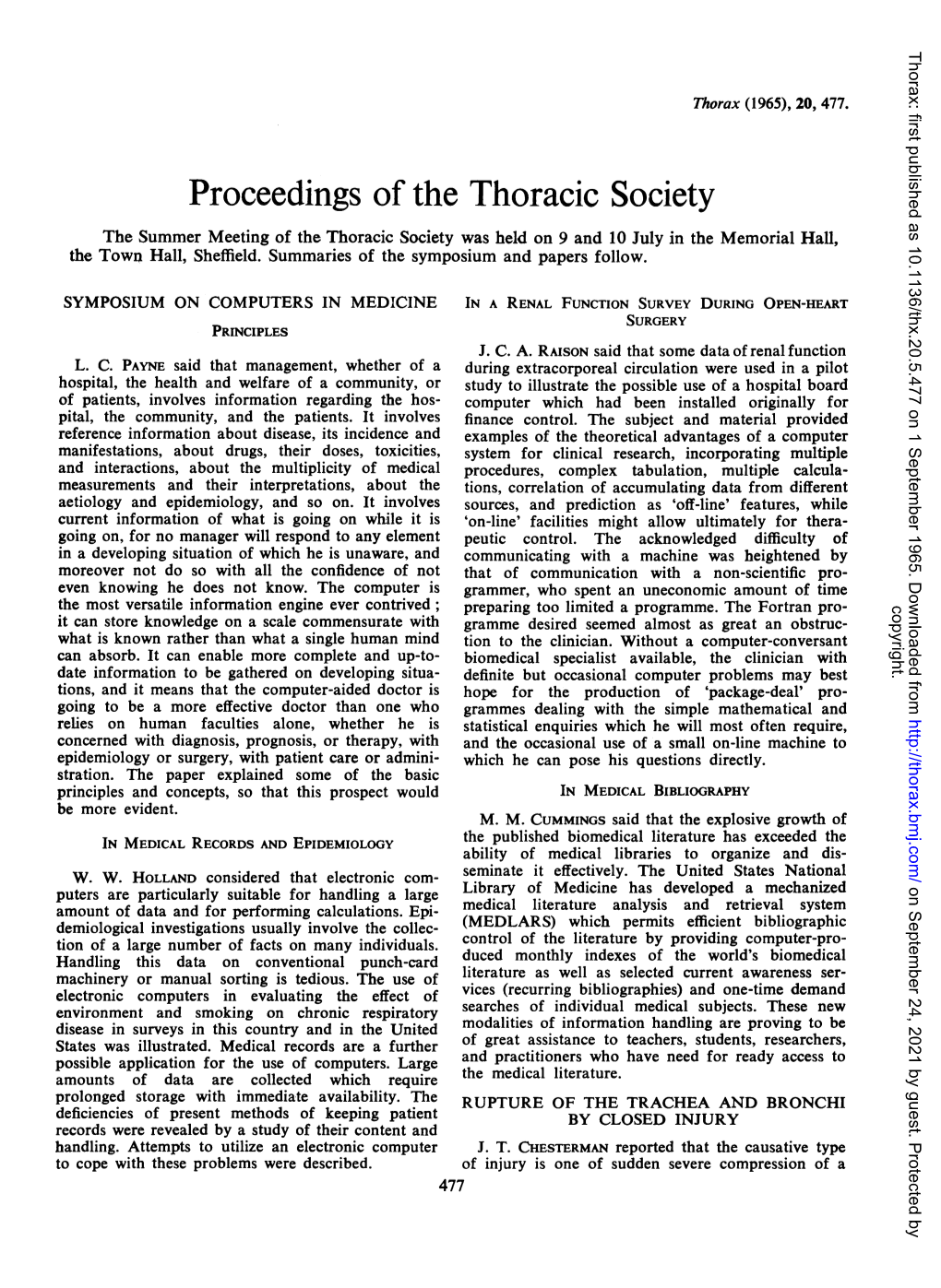 Proceedings Ofthe Thoracic Society