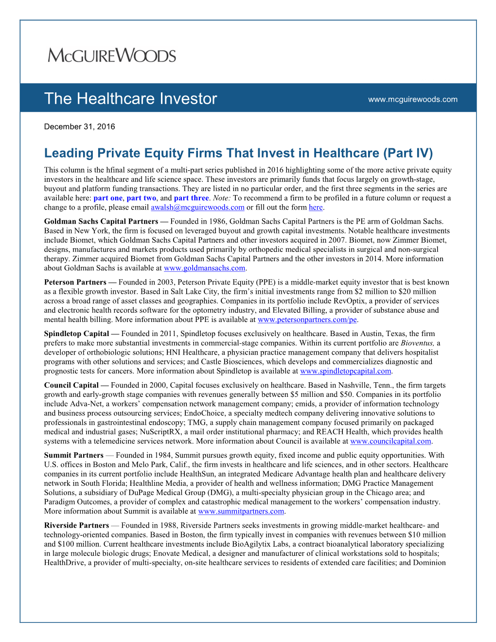 Leading Private Equity Firms That Invest In