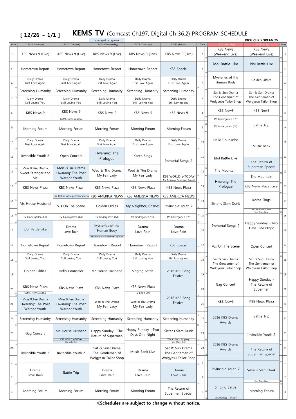 KEMS TV (Comcast Ch197, Digital Ch 36.2)