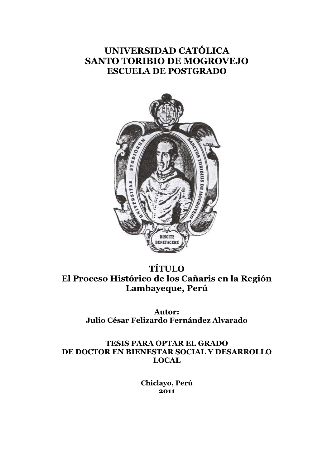 TÍTULO DE LA TESIS El Proceso Histórico De Los Cañaris En La Región Lambayeque, Perú