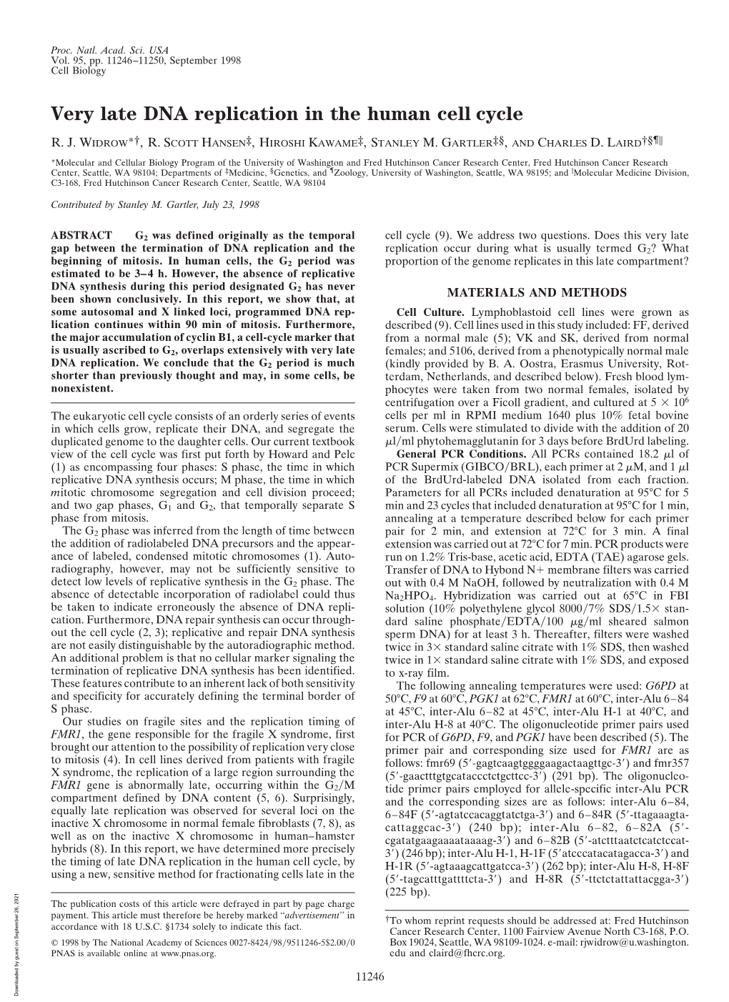 Very Late DNA Replication in the Human Cell Cycle