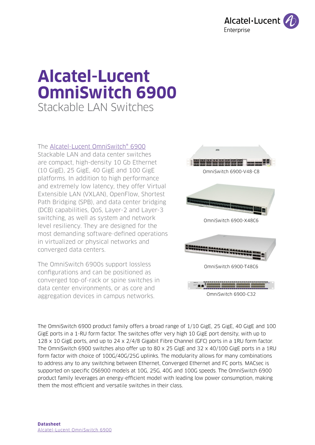 Alcatel-Lucent Omniswitch 6900 Stackable LAN Switches