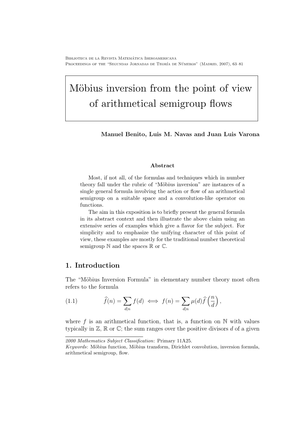 Möbius Inversion from the Point of View of Arithmetical Semigroup Flows