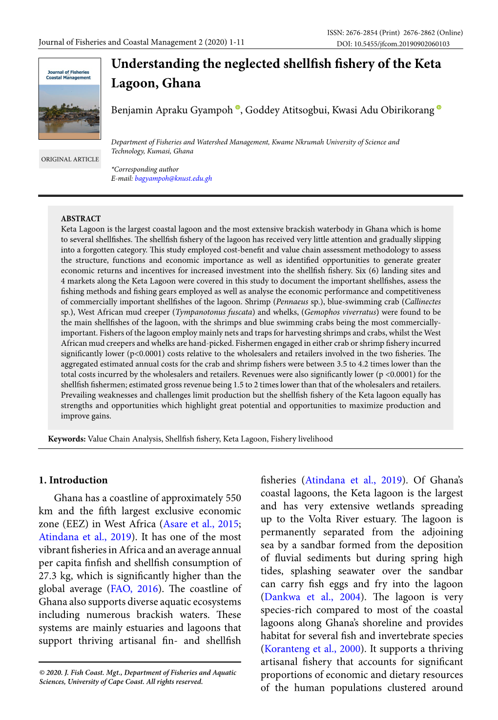 Understanding the Neglected Shellfish Fishery of the Keta Lagoon, Ghana