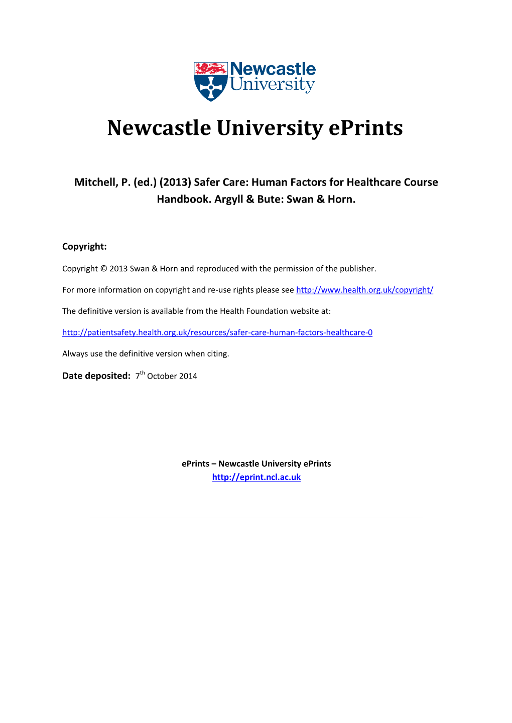 Newcastle University Eprints